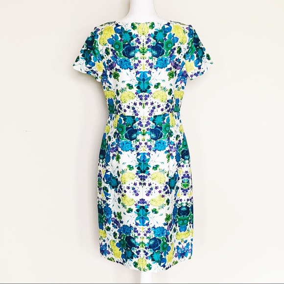 TALBOTS Mirrored Floral Print Linen Shift Dress - Picture 4 of 8